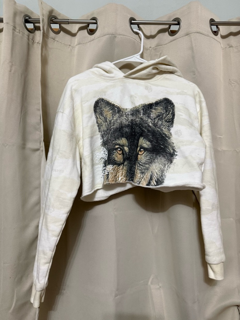 Darc Sport Cream Hoodie with Black Wolf Patch